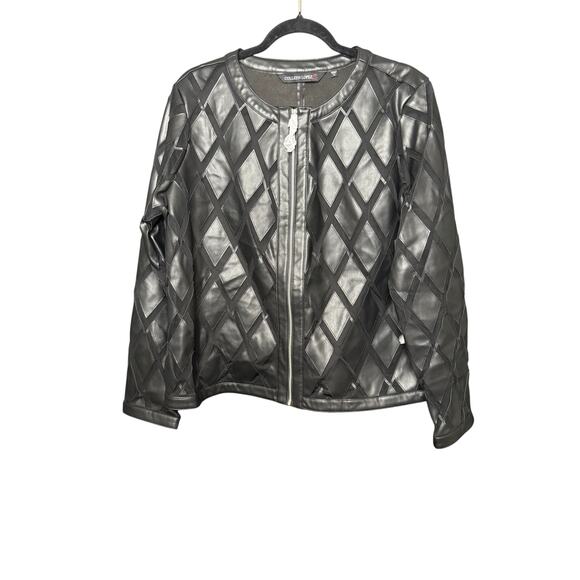 Colleen Lopez Jackets & Blazers - Colleen Lopez Quilted Faux Leather Metallic Jacket Women’s Size M Cropped Zip